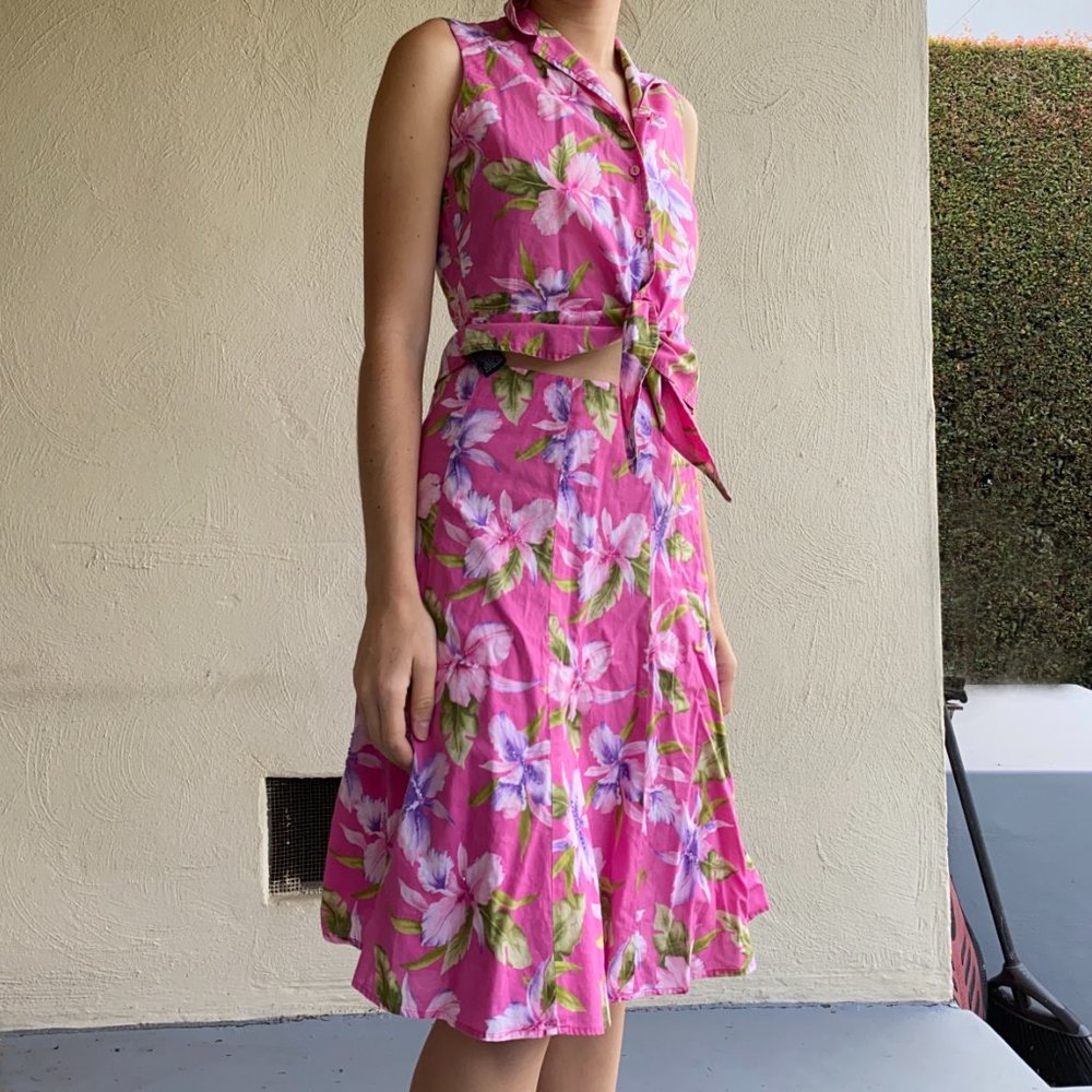 90s two-piece shirt and skirt set